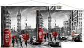 Karakteristieke tekening van het straatbeeld van Londen - Foto op Textielposter - 45 x 30 cm