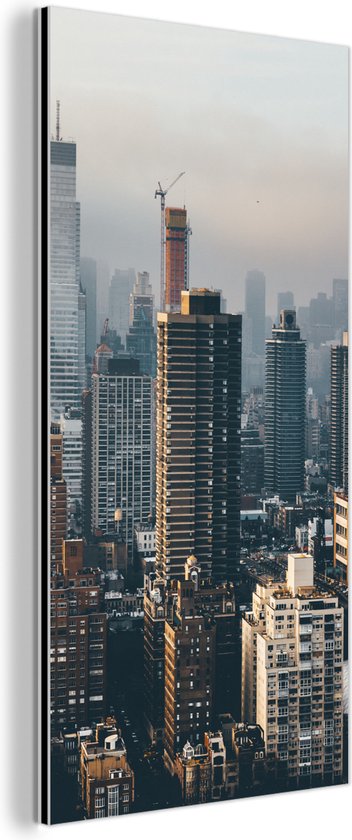 Wanddecoratie Metaal - Aluminium Schilderij Industrieel - New York - Skyline - Amerika - 80x160 cm - Dibond - Foto op aluminium - Industriële muurdecoratie - Voor de woonkamer/slaapkamer
