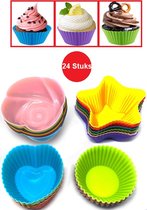 Gekleurde Cupcake vormpjes set - Siliconen bakvormen - Cupcake vorm - Muffin - Figuur Bakvorm - Taart - Gebak - Koekjes - Cake - Chocolade - Herbruikbaar