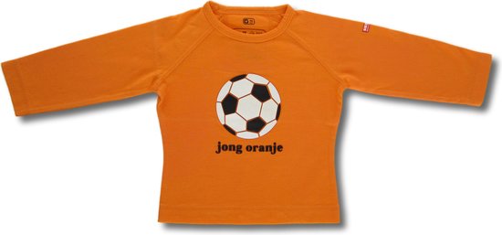 SHIRTJE delivered by Twentyfourdips | T-shirt lange mouw kind met print 'Jong oranje' | oranje | |