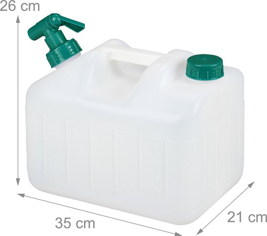 Relaxdays jerrycan met kraan - 10 liter - voor drinkwater - kunststof - BPA-vrij - handvat - camping - wit-groen van Relaxdays — afbeelding 5