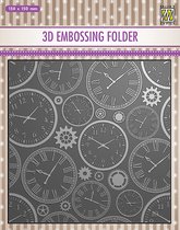 EF3D031 Nellie Snellen 3D Embossing Folder - Time - radarwieltjes en klok