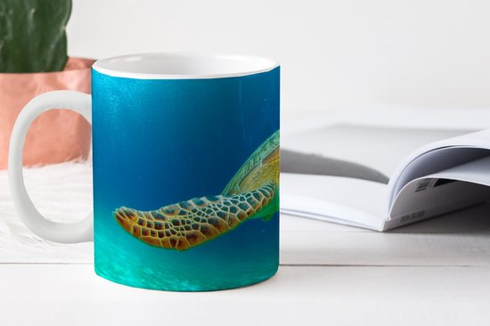 Mug - Tasse à café - Photo en gros plan d'une tortue de mer verte - Tasses - 350 ML - Tasse - Tasses à café - Tasse à thé - Décoration Sinterklaas - Cadeaux pour enfants - Chaussures cadeaux Sinterklaas