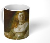 Mok - Koffiemok - Saskia van Uylenburgh als Flora - Schilderij van Rembrandt van Rijn - Mokken - 350 ML - Beker - Koffiemokken - Theemok