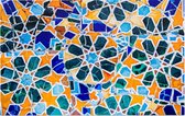Detail van het mozaïek in Park Güell in Barcelona - Foto op Forex - 90 x 60 cm
