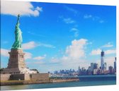 Panorama op het Vrijheidsbeeld en de skyline van New York - Foto op Canvas - 60 x 40 cm