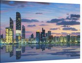 Uitzicht op de skyline van Abu Dhabi bij zonsondergang - Foto op Canvas - 60 x 40 cm