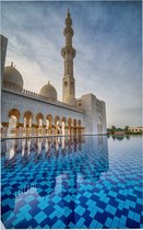 Waterpartij voor Moskee van Sjeik Zayed in Abu Dhabi - Foto op Forex - 30 x 45 cm
