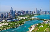 Lake Michigan en skyline van Chicago in Illinois - Foto op Forex - 120 x 80 cm