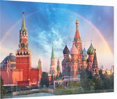 Regenboog over het Rode Plein en Kremlin in Moskou - Foto op Plexiglas - 90 x 60 cm