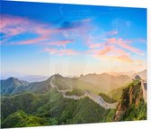 Panorama van de Grote Chinese Muur bij zonsopkomst - Foto op Plexiglas - 60 x 40 cm