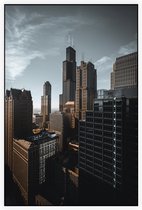 Sears Willis Tower in de kenmerkende skyline van Chicago - Foto op Akoestisch paneel - 100 x 150 cm