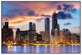 De Chicago skyline onder indrukwekkende wolkenpartij - Foto op Akoestisch paneel - 225 x 150 cm