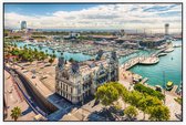Port Vell vanaf het Columbus Monument in Barcelona - Foto op Akoestisch paneel - 225 x 150 cm