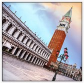 Campanile en een verlaten Piazza San Marco in Venetië - Foto op Akoestisch paneel - 80 x 80 cm