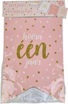 Één jaar Vlaggelijn - Verjaardag - Feestdecoratie - Herbruikbaar - Roze - Meisjes - 4 m - Slinger