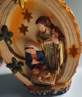 Kerststal - Maria - Jozef en Jezus met licht 16 x 9 x 7 cm