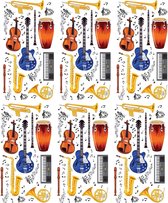 Set Muziekinstrumenten Stickers - 2 Stickervellen Muziek Instrumenten - Stickers voor Muziekles - Hobbystickers - Gitaar, Trompet, Trommel - Scrapbook Stickers - Scrapbooking - Fot