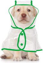 Regenjas hond - doorzichtig - maat S - groen - waterdicht - hondenjas - met buikband - verstelbaar met drukknopen - regenjas voor kleine honden - hondenkleding - ruglengte 25 cm