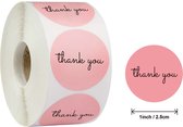 Thank you stickers - 500 stuks - 25 mm - Bedankt stickers - Small business packaging - Thank you stickers op rol - Sluitstickers - Sluitzegel - Verpakkingsmateriaal - Stickerrol - Roze