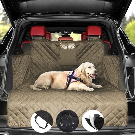 Hondendeken auto achterbank - Kofferbak beschermhoes hond - Hondenkussen - Hondenmat - Autohoes - Waterdicht & Antislip - Beige