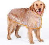 Regenjas hond - doorzichtig - maat XL - oranje - waterdicht - hondenjas - met buikband - verstelbaar met drukknopen - regenjas voor kleine honden - hondenkleding - ruglengte 45cm