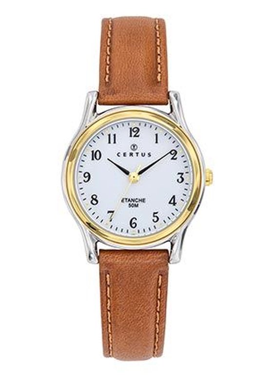 Certus Duidelijk Dames horloge Bruin lederen band Bicolor. bol