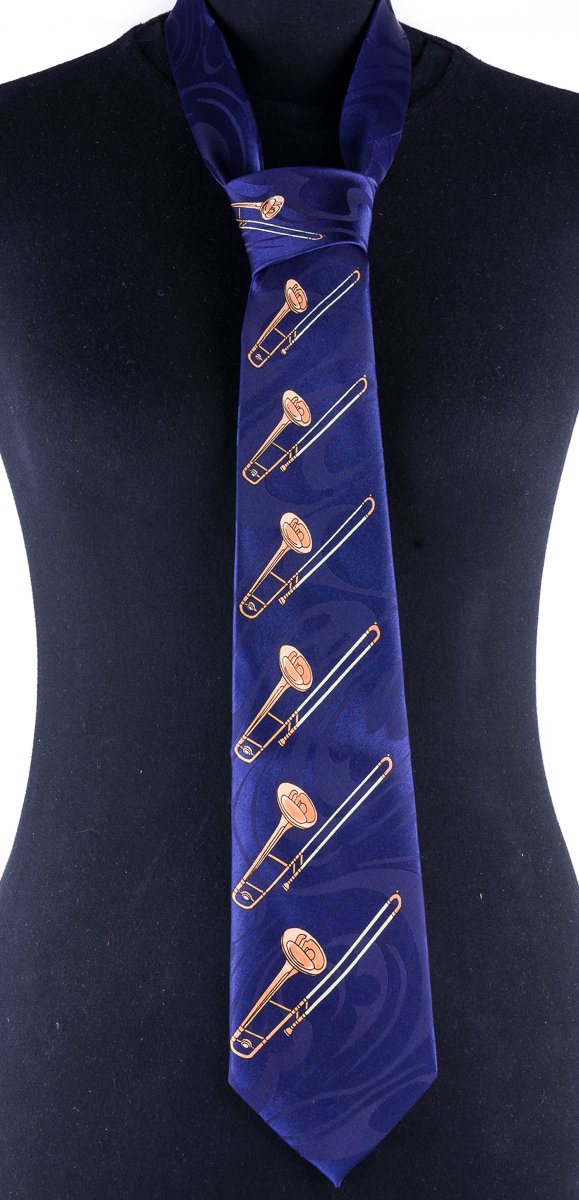 Stropdas herhalende trombones, marineblauw