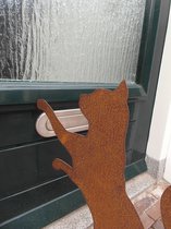 BeetjeBinnenBuiten - Kat staand op plaat voor binnen en buiten - ecoroest - metaal - roest decoratie - decoroest - cortenstaal look - kat - poes