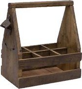 Flessenkrat voor 6 flessen met robuuste opener 26 x 17 x 30 Cm