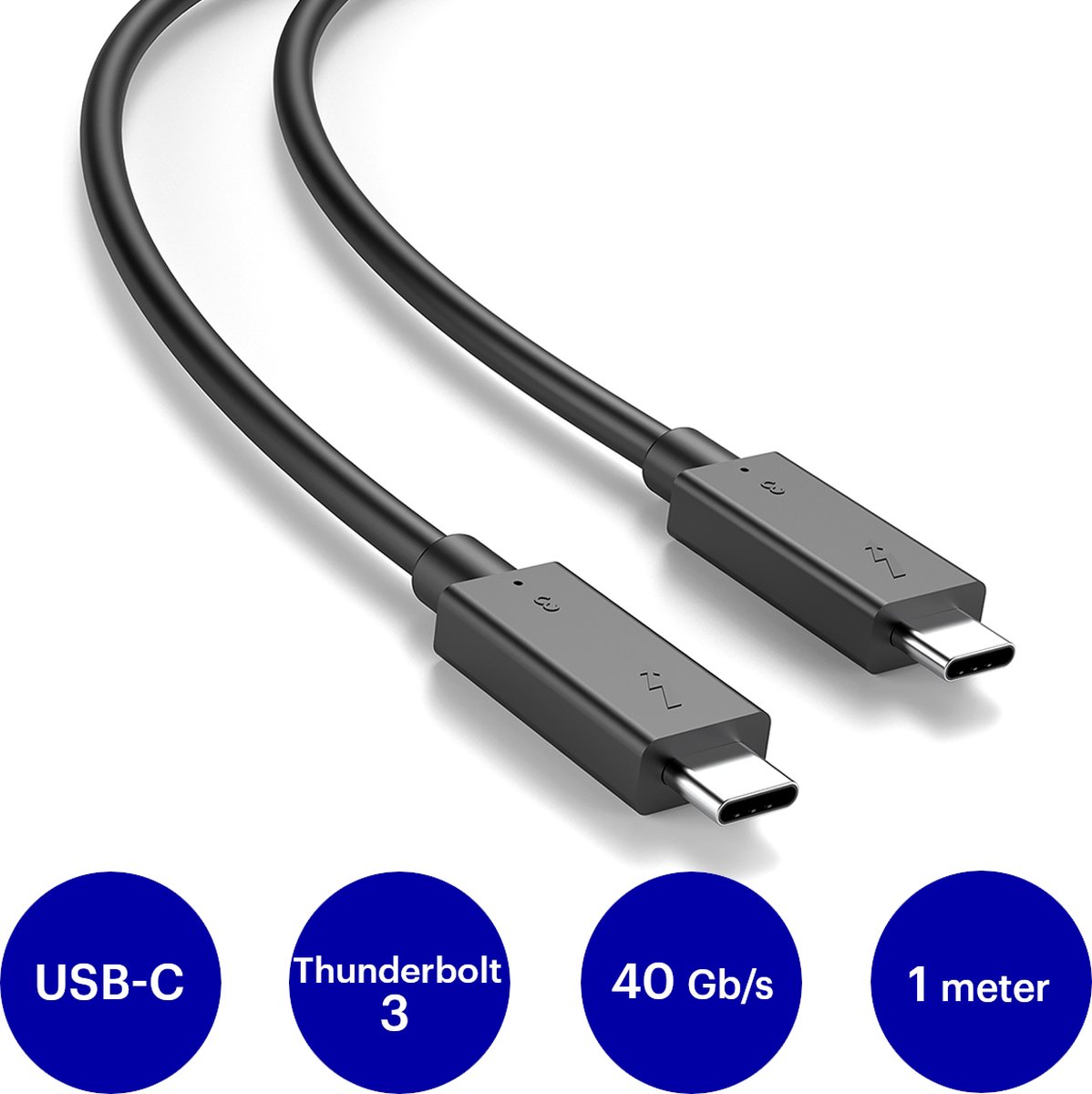 Thunderbolt 3 USB-C kabel 40Gbps USB4 100W (1m) | bol.com