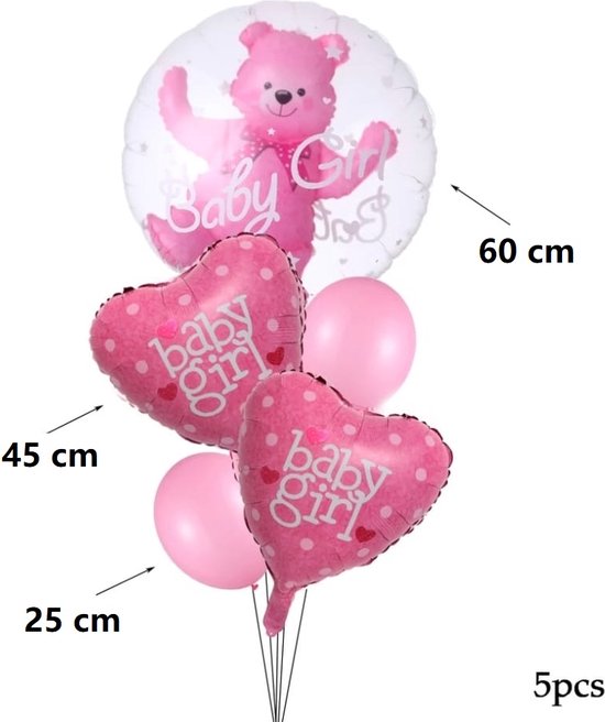 Geboorte Girl -Helium Blauw Ballonnen, Hartje, Beer- Versiering Pakket  Meisje - Baby... | bol.com