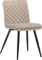 IN-HOME - Eetkamerstoelen Set van 6 Bastion - Mink - Metaalpoot - Fluweel - Velvet eetstoel