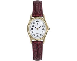 Certus-Duidelijk dames horloge-Double-Rood lederen band