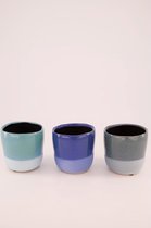 - planter keramiek ø12x11.5cm c / 3 - blue mix - 12x1153x