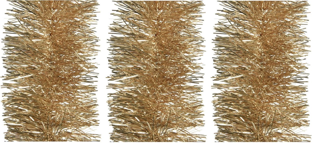 3x stuks kerstslingers camel bruin 270 x 10 cm - Folie lametta guirlandes/slingers