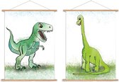 dinosaurus poster - tyrannosaurus rex - diplodocus - A3 dino posters - poster kinderkamer - 2 st
