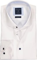 Profuomo Originale slim fit overhemd - twill - wit (lichtblauw contrast) - Strijkvrij - Boordmaat: 41