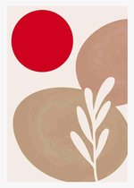 Earth tone natuurlijke kleuren gebladerte lijntekeningen boho planten tekening met abstracte vorm 2 - Moderne schilderijen – Verticaal – 1912771906 - 115*75 Vertical