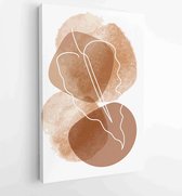 Botanische muur kunst vector achtergrond instellen. Gebladerte lijntekening met aquarel 2 - Moderne schilderijen – Verticaal – 1904693014 - 80*60 Vertical