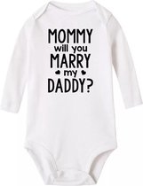 Baby rompertje Mommy Will You Marry my Daddy wit met lange mouwen 0-3 maanden - huwelijk - aanzoek - baby - romper - liefde