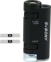 Svbony SV603 Zakmicroscoop met LED - licht - 60x - 120x - Handmicroscoop - Asferische lensmicroscoop -  voor wetenschappelijk onderwijs - Micro-observatie buitenshuis