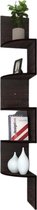 Kamyra® Houten Hoekkast met 5 Planken - Wandrek/Boekenplanken/Boekenrek - Voor Woonkamer, Slaapkamer & Keuken - Bruin 123 cm