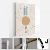 Halverwege de eeuw modern design. Een trendy set van abstracte handgeschilderde illustraties voor wanddecoratie, Social Media Banner, Brochure Cover Design - Modern Art Canvas - ve