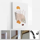 Schilderen Muur Foto's Home Room Decor. Moderne abstracte kunst botanische kunst aan de muur. Boho. Minimal Art Bloem op Geometrische Vormen Achtergrond - Modern Art Canvas - Verti