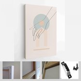 Moderne abstracte kunst illustratie met handen van de vrouw. Set van esthetische organische kunst in één lijnstijl voor huisdecoratie - Modern Art Canvas - Verticaal - 1957430644