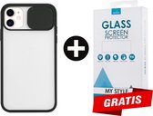 Backcase CamShield Slide Cover Camera Bescherming iPhone 11 Zwart- Gratis Screen Protector - Telefoonhoesje - Smartphonehoesje