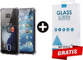 Crystal Backcase Shockproof Met Pasjeshouder Hoesje Samsung S8 Plus Transparant - Gratis Screen Protector - Telefoonhoesje - Smartphonehoesje