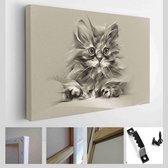Onlinecanvas - Schilderij - Vintage Kitten Art Horizontaal - Multicolor - 80 X 60 Cm