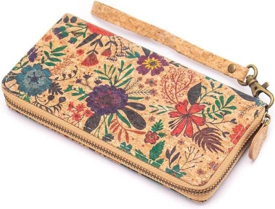Dames portemonnee van kurk met lichtblauwe klep Dames portemonnee van kurk met lichtblauwe klep